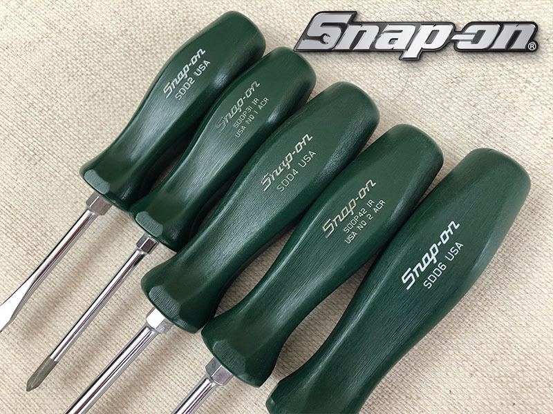 【激レアカラー】Snap-on スナップオン ドライバー 5本セット 旧グリップ クラシックハンドル ダークグリーン 濃緑 状態良好 コレクター向_画像3