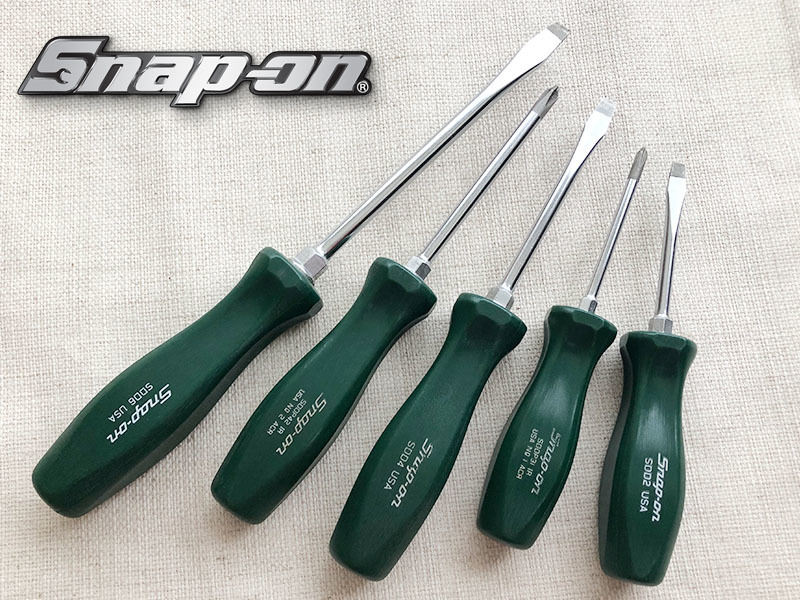 【激レアカラー】Snap-on スナップオン ドライバー 5本セット 旧グリップ クラシックハンドル ダークグリーン 濃緑 状態良好 コレクター向_画像5