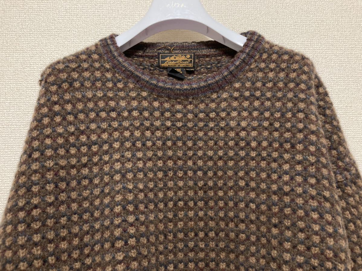 80\'s90\'s Eddie Bauer шерсть вязаный свитер Eddie Bauer чёрный бирка Brown Vintage vintage 80s XL 80 годы 90 годы 