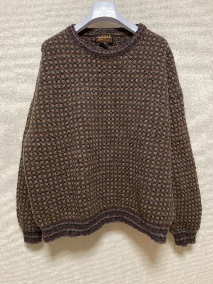 80\'s90\'s Eddie Bauer шерсть вязаный свитер Eddie Bauer чёрный бирка Brown Vintage vintage 80s XL 80 годы 90 годы 