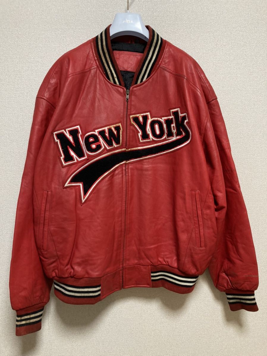 90s ヴィンテージ オールレザースタジアムジャンパー スタジャン Big