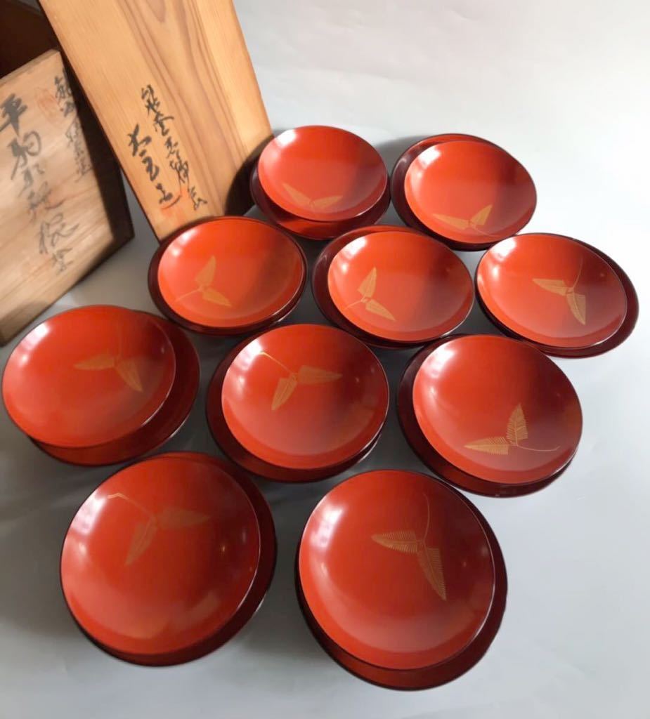 輪島塗 漆器 木製 蒔絵 蓋付お椀 10客 共箱 漆芸 | rodriguesembalagem ...