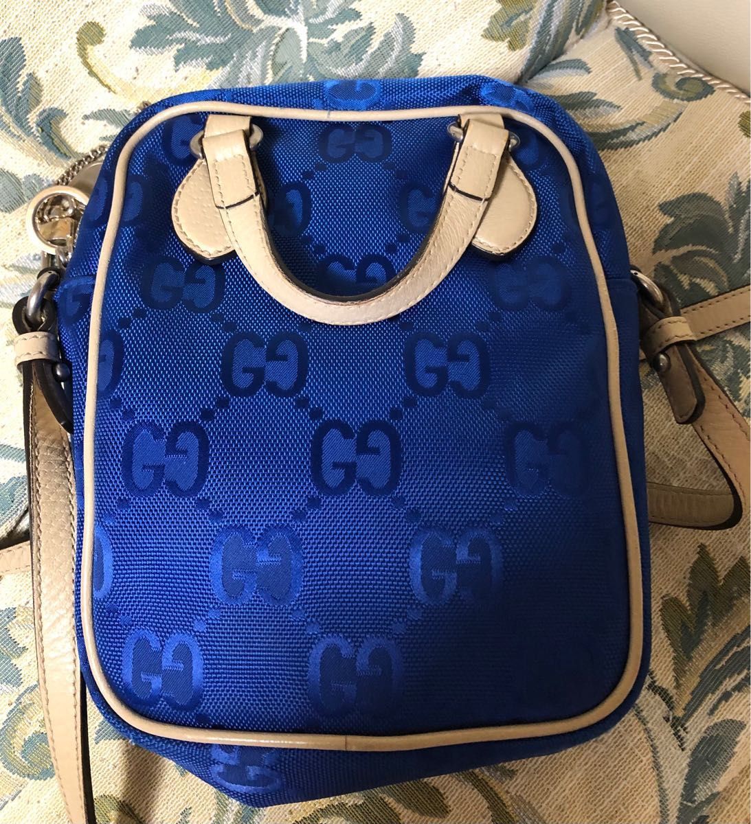 グッチ 日本限定 625850 レザーxナイロン ブルーxベージュ Gucci Off