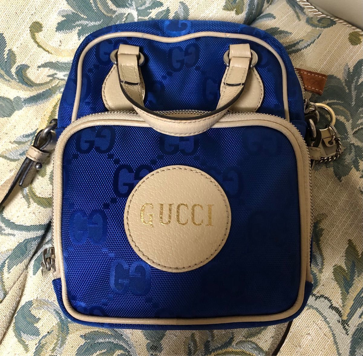 グッチ 日本限定 625850 レザーxナイロン ブルーxベージュ Gucci Off