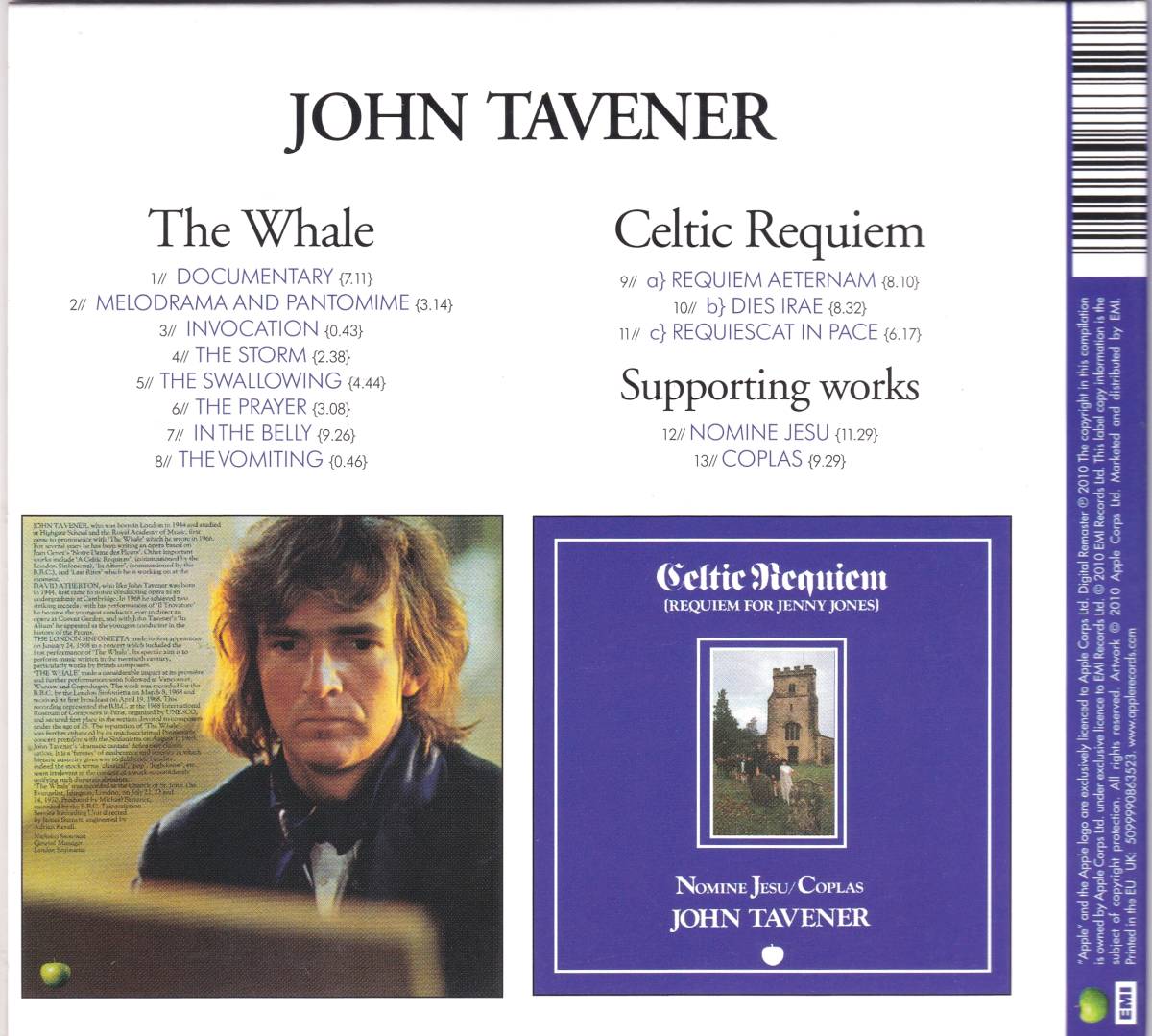 ☆JOHN TAVENER(ジョン・タヴナー)/The Whale＆Celtic Requiem『BEATLESのAppleから70年＆71年発表の現代音楽大名盤２in１』◆廃盤＆レア◇_画像2
