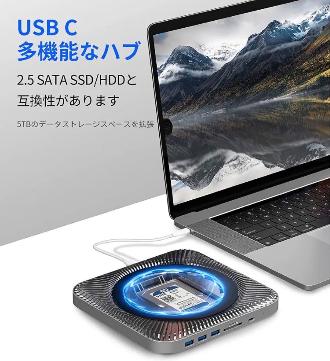 Mac Mini 用 USB Typ Cハブ 7-in-1ドッキングステーション