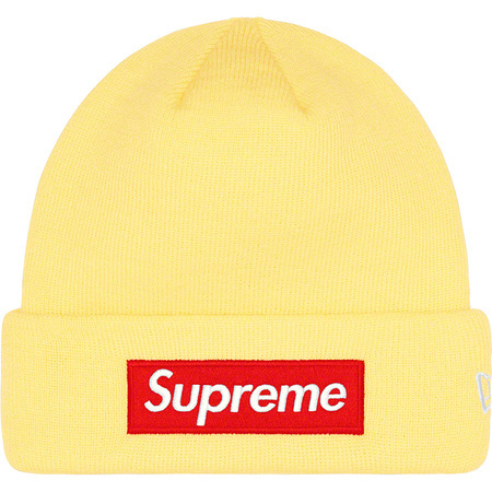 【新品/送料無料】Supreme New Era Box Logo Beanie Pale Yellow シュプリーム ニューエラ ボックスロゴ ビーニー ペールイエロー 黄色