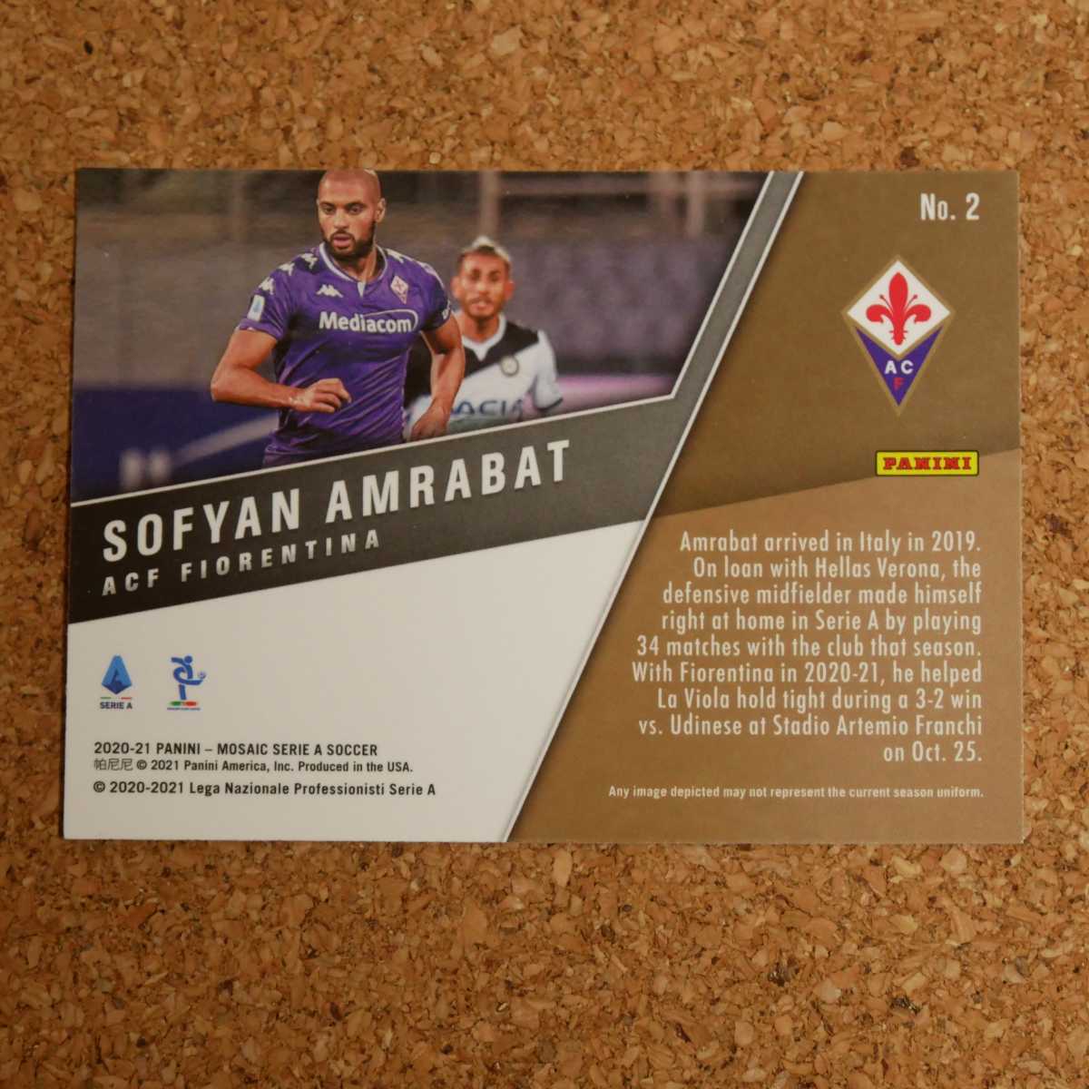 panini mosaic soccer Sofyan Amrabat パニーニモザイクサッカー ソフィアン・アムラバト フィオレンティーナ モロッコ world cup_画像2