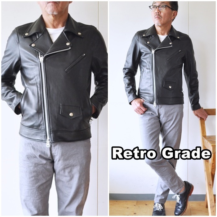正式的 レトログレード(RETRO GRADE) サイズL ダブルライダース　ラムレザー　メンズ　ジャケット　レザージャケット　８５１１０３４ Lサイズ