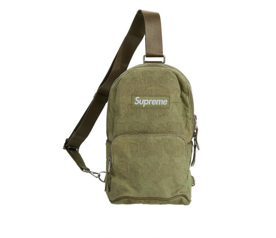 信頼 【送料無料】Supreme fat tip jacquard denim sling bag olive シュプリーム スリングバッグ かばん、バッグ