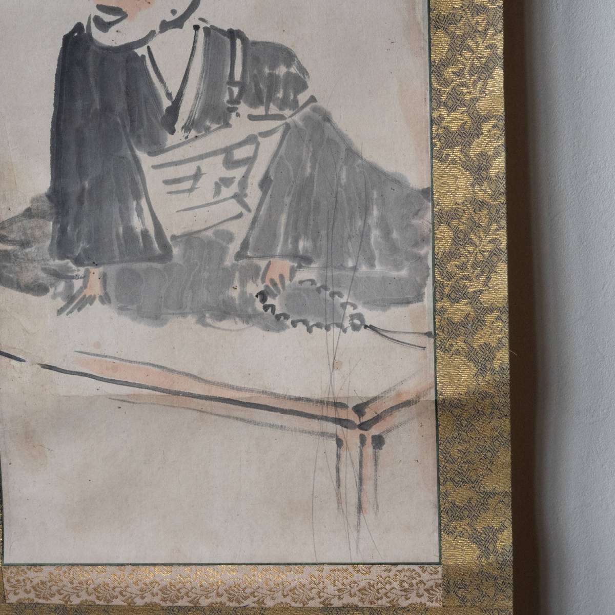 模写】掛軸 岡田米山人『鉢に果物 静物図』絹本 共箱付 掛け軸 a07306