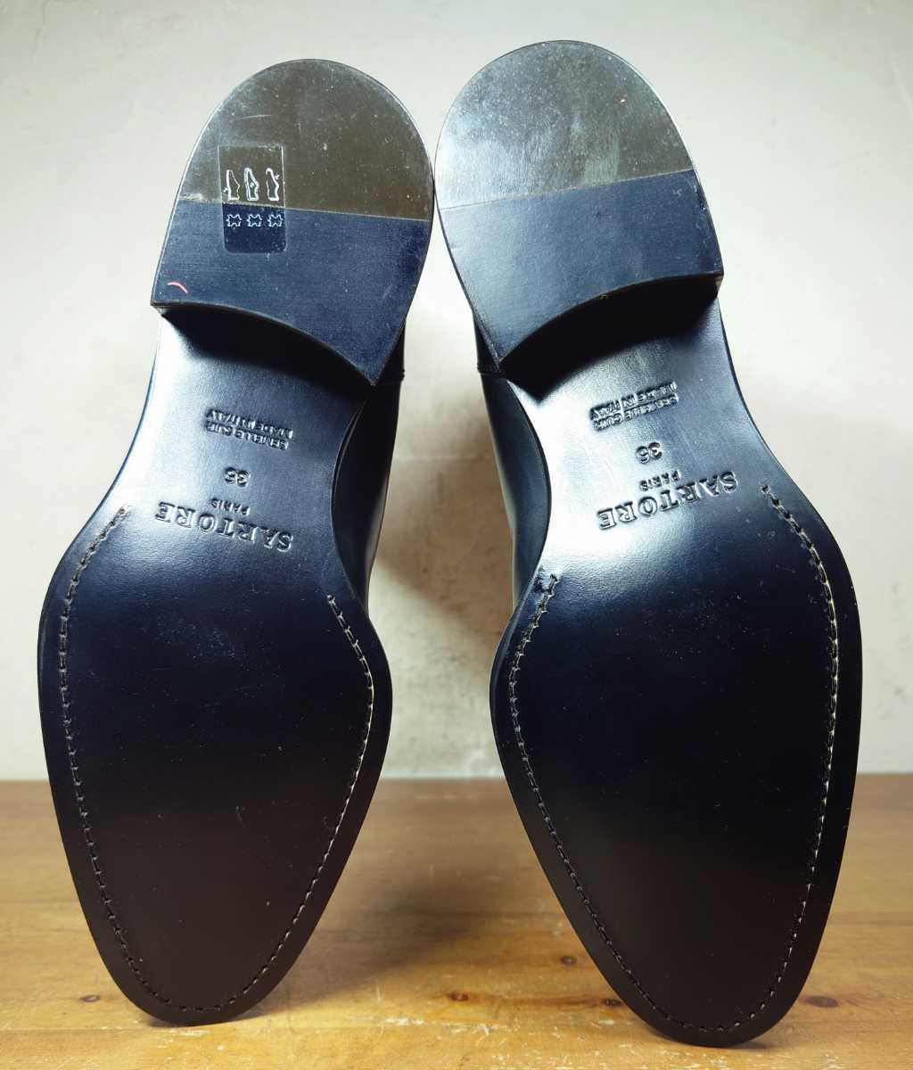 [.. надеть обувь только / не использовался ]ITALY производства SARTORE/ Sartre задний ремень жокей ботинки 36 23cm соответствующий черный длинный 