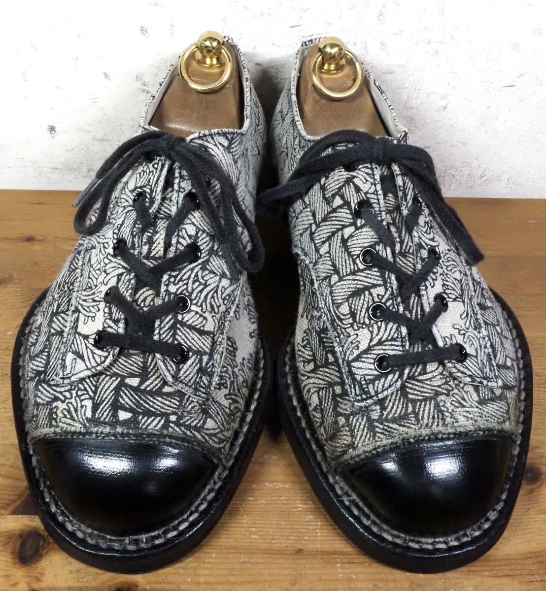 [ beautiful goods ]Christopher Nemeth/neme slope pattern duckbill shoes 25cm white black /johnmoore Garcon liking .