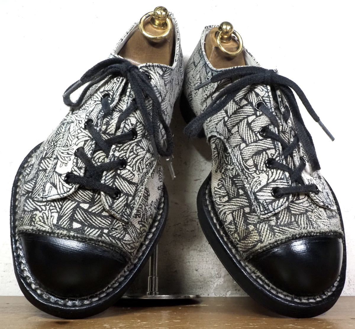 [ beautiful goods ]Christopher Nemeth/neme slope pattern duckbill shoes 25cm white black /johnmoore Garcon liking .