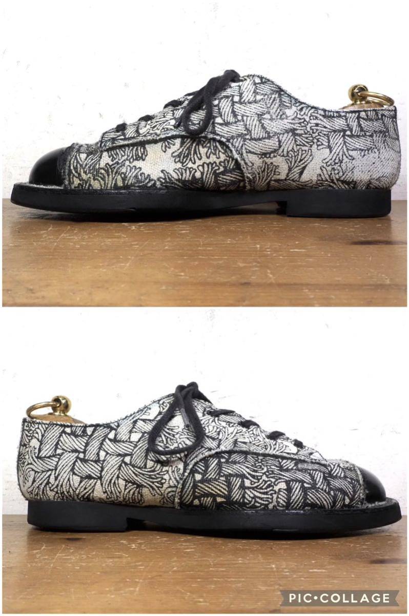 [ beautiful goods ]Christopher Nemeth/neme slope pattern duckbill shoes 25cm white black /johnmoore Garcon liking .