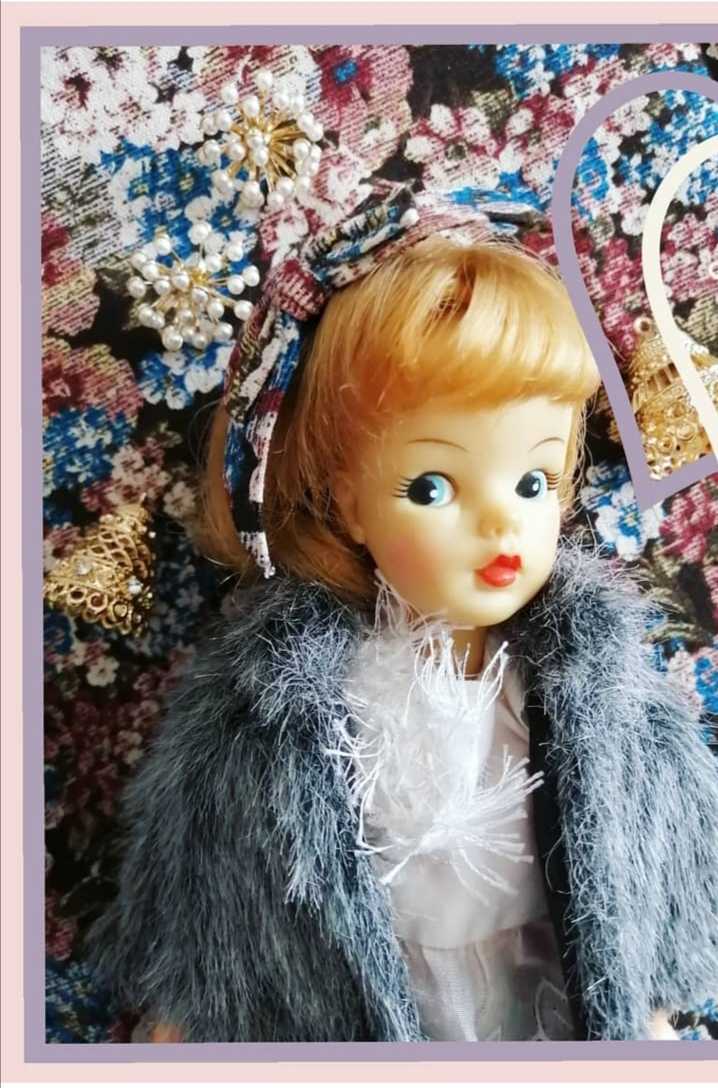 1r1208 doll for gray fur coat momoko Barbie Jenny tami- Chan 1/6 doll 