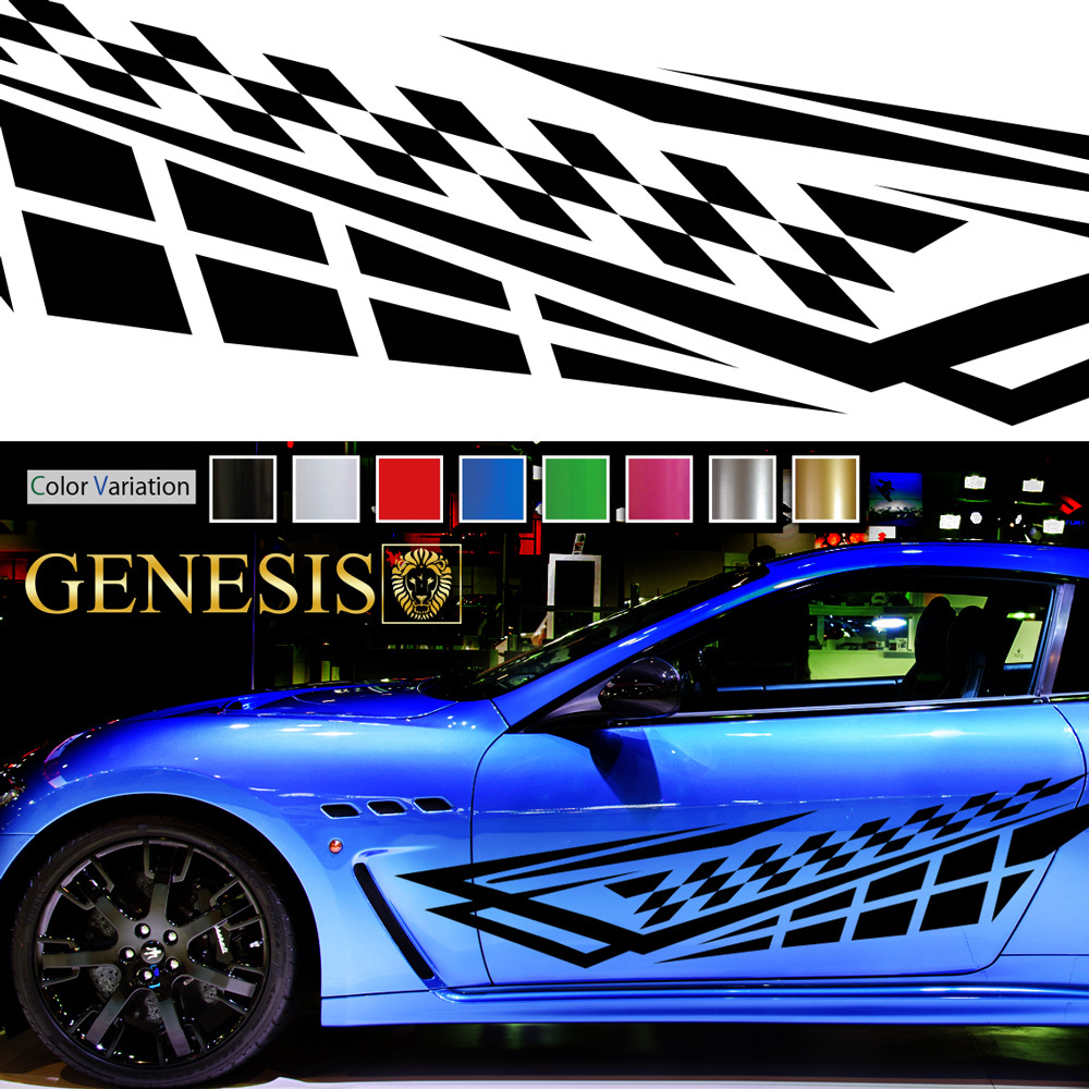 車 ステッカー かっこいい スポーツ サイド デカール 192 大きい バイナルグラフィック ワイルドスピード系 カスタム 「全8色」 GENESIS