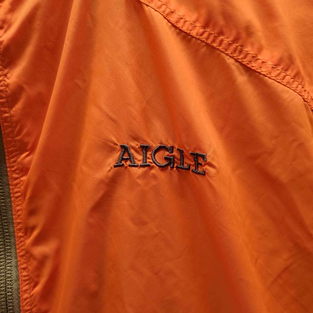 [ used ] Aigle nylon jacket reverse side mesh XS orange x beige 8504-11451 lady's AIGLE outer 