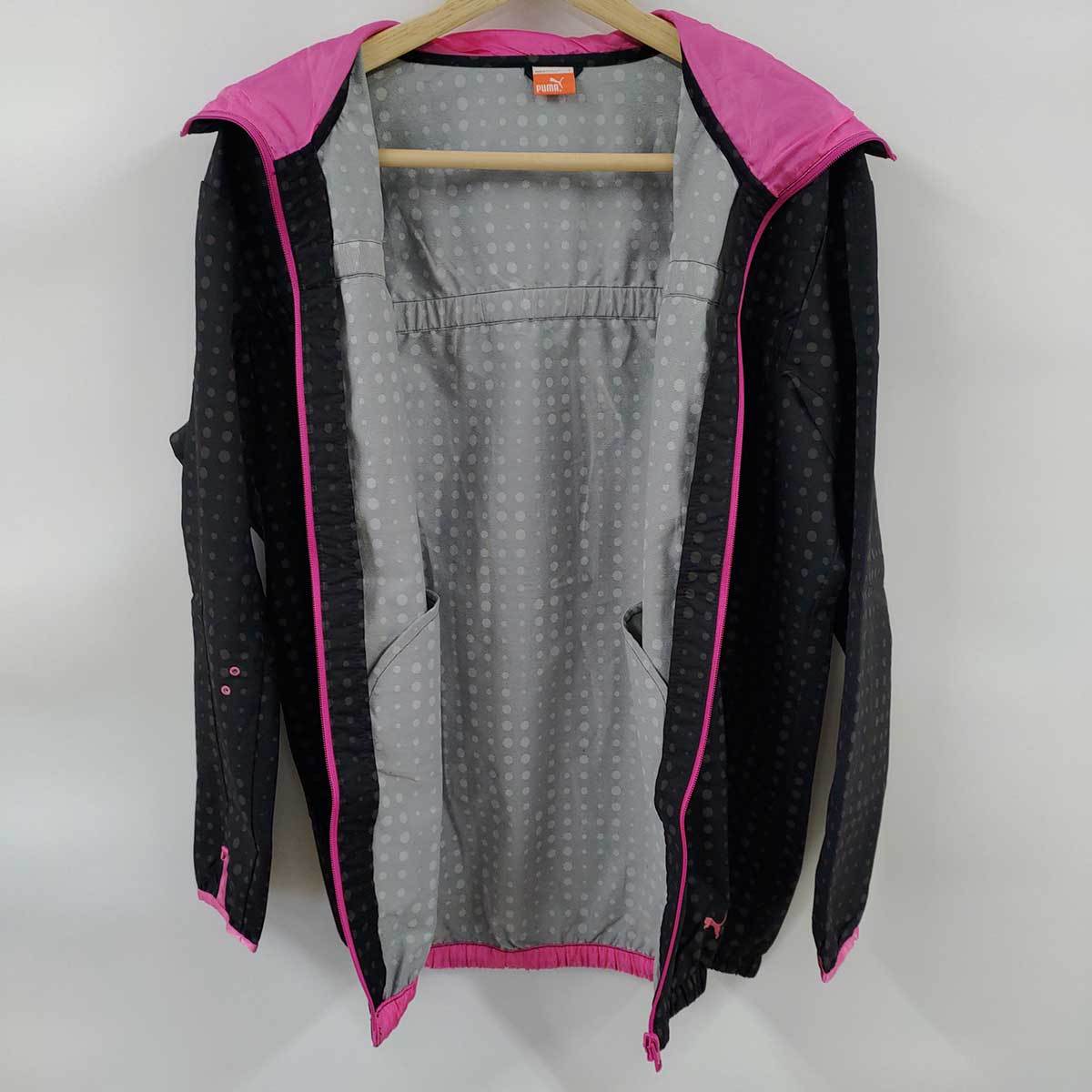 【中古】プーマ l.i.f.t womens ウーブンジャケット L ブラック 557561 レディース PUMA ジップアップ ブラック 水玉 ランニング_画像3