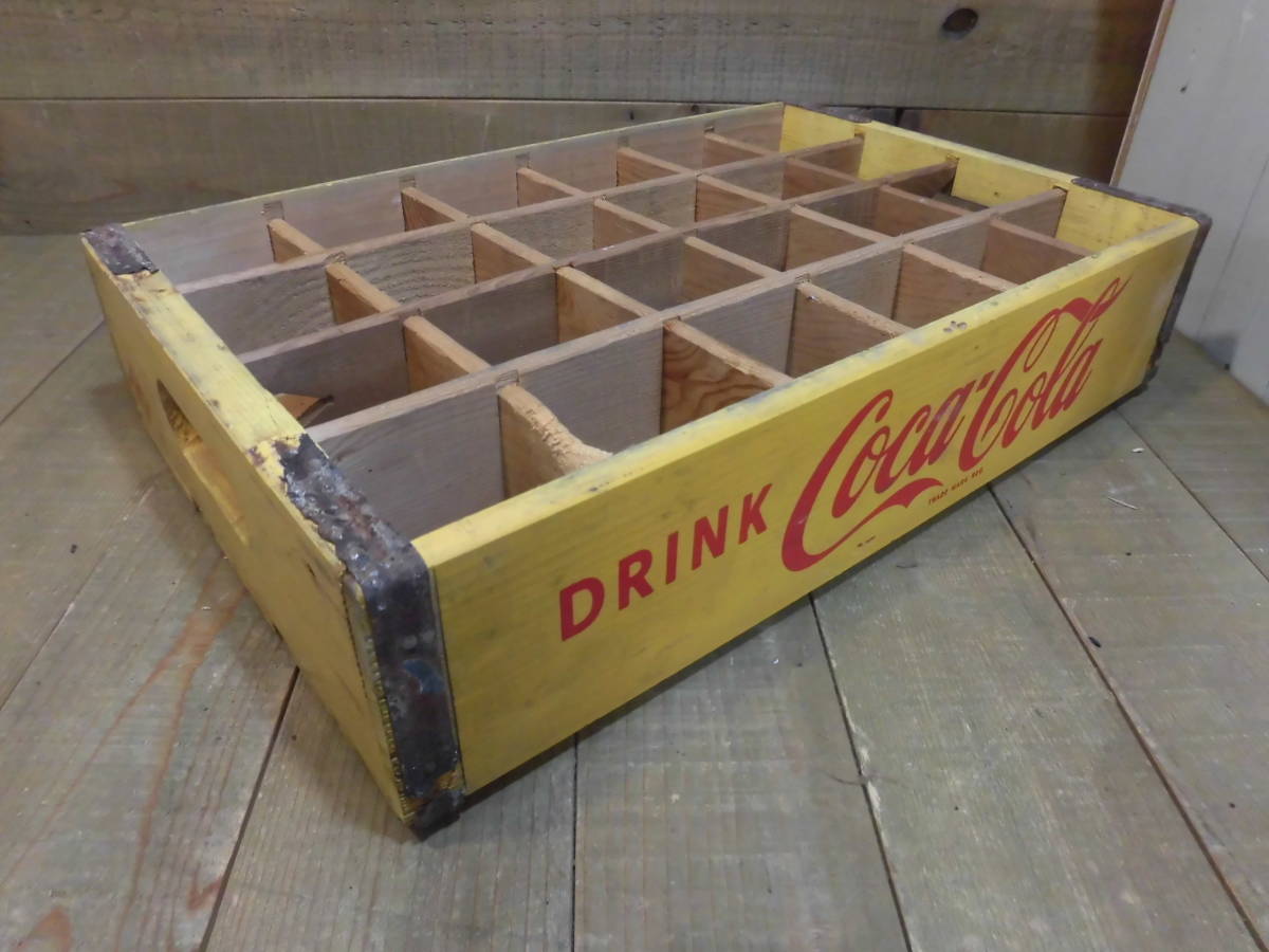  Coca * Cola |Coca-Cola дерево коробка из дерева бутылка кейс Showa Retro Vintage подлинная вещь гараж интерьер G13126
