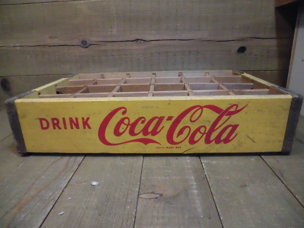  Coca * Cola |Coca-Cola дерево коробка из дерева бутылка кейс Showa Retro Vintage подлинная вещь гараж интерьер G13126