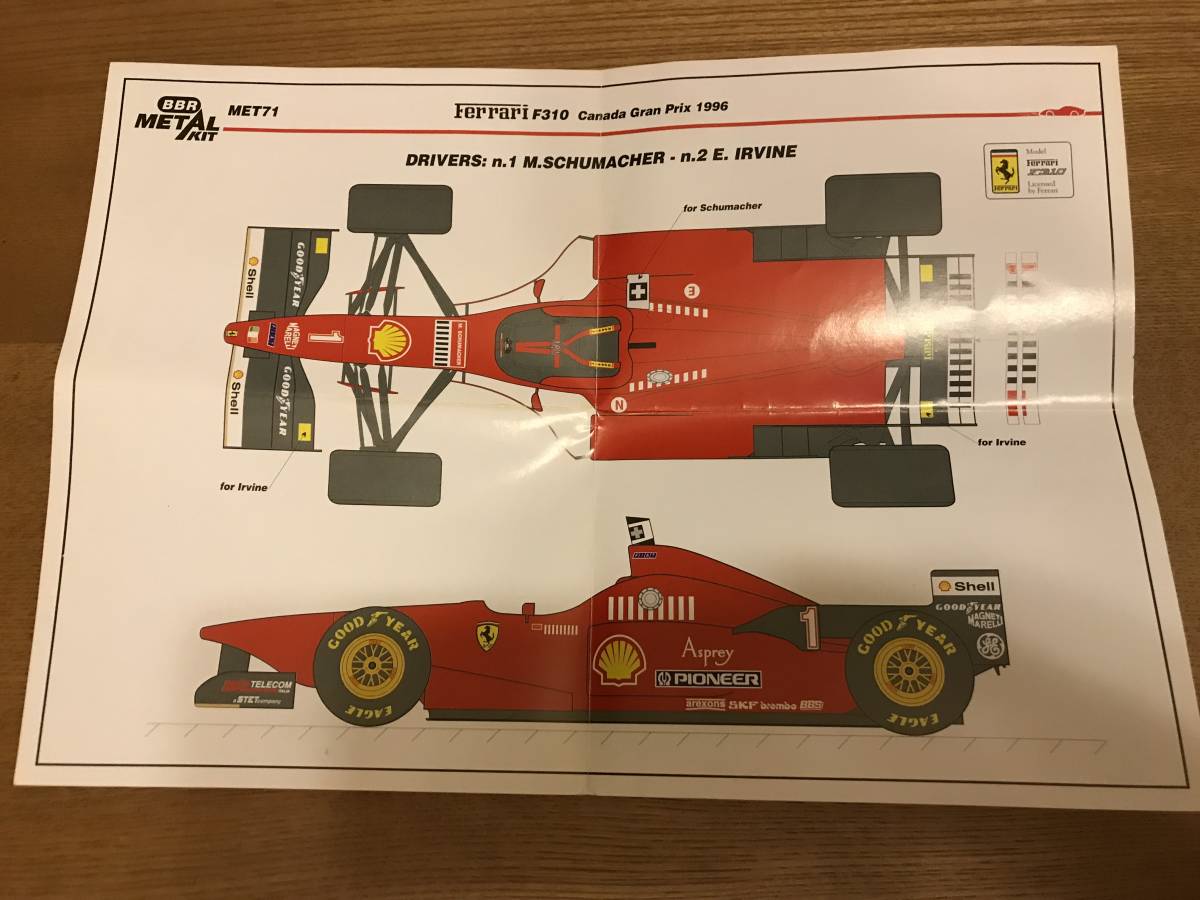 1/43 kit BBR Ferrari F310/2 #1 M. Schumacher Canada GP 1996