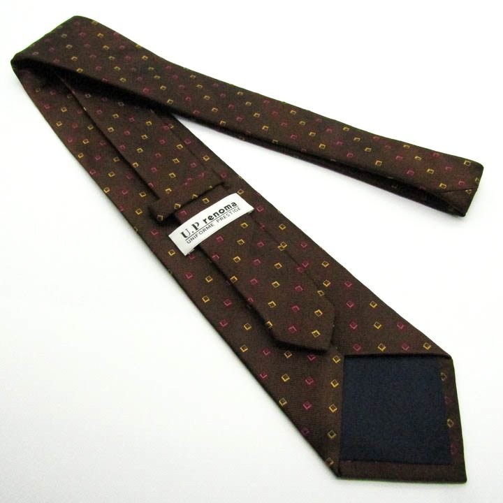  Renoma square pattern high class silk brand necktie men's Brown superior article renoma