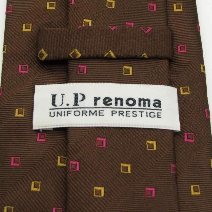  Renoma square pattern high class silk brand necktie men's Brown superior article renoma