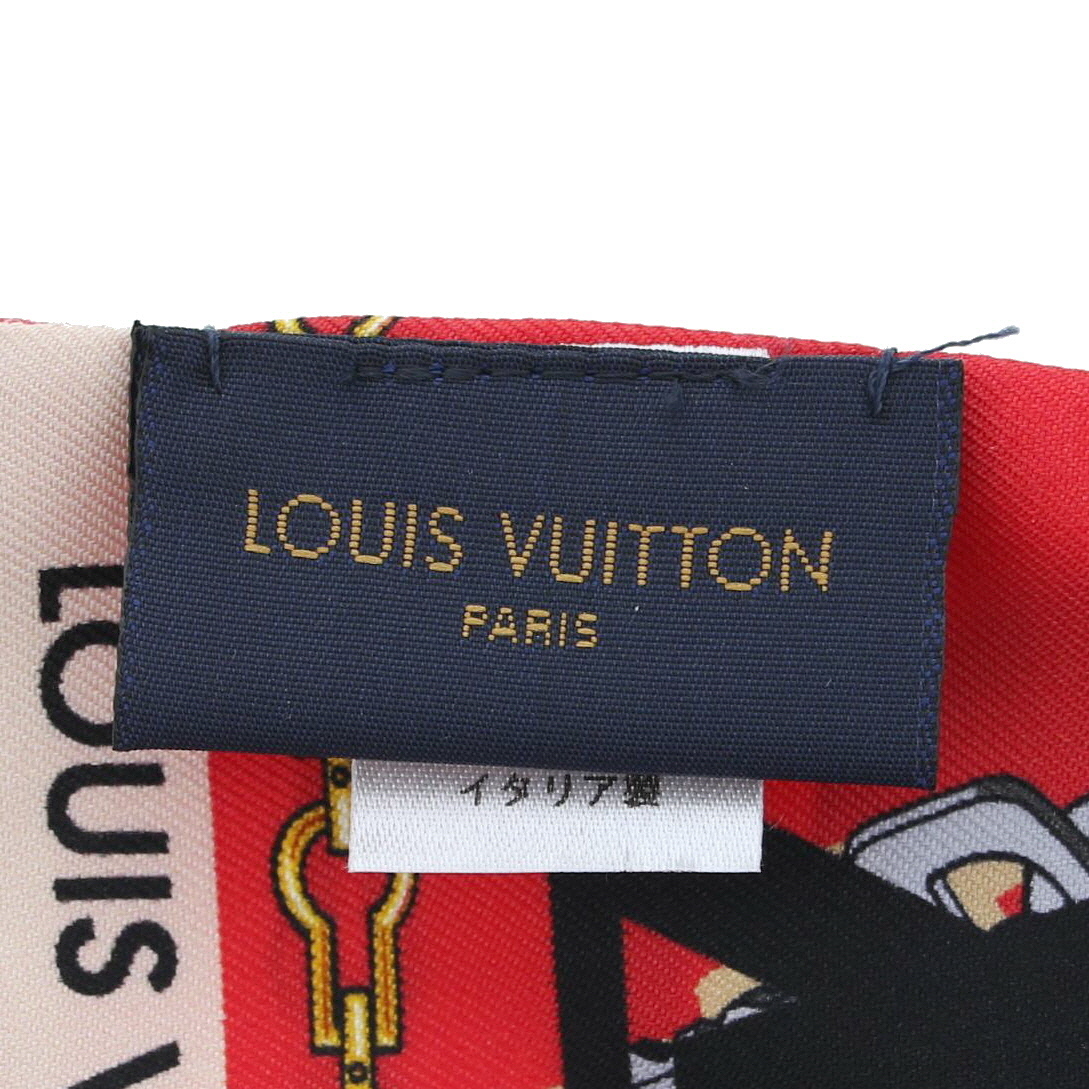 LOUIS VUITTON ルイヴィトン 服飾 マフラー/スカーフ/ネクタイ M76645 Red シルク100％ バンドー・トリビュート トゥ_画像3