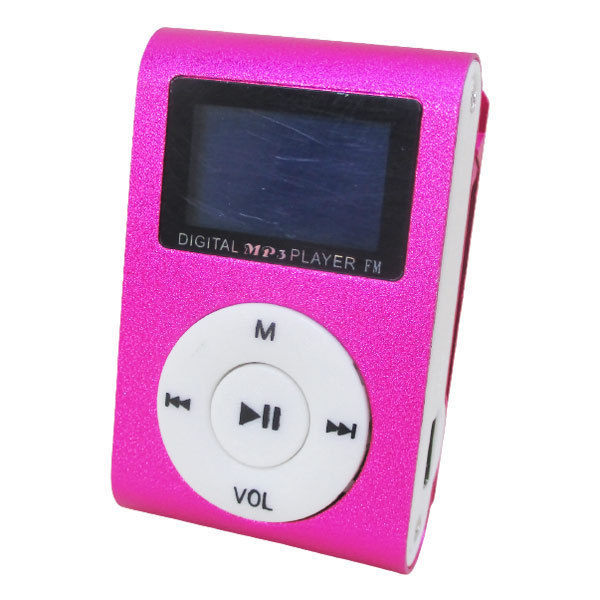 同梱可能 MP3プレーヤー アルミ LCDスクリーン付き クリップ microSD式 MP3プレイヤー ピンクｘ１台_画像1