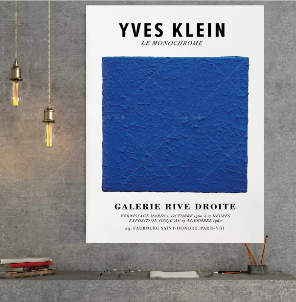 G2334 イヴ・クライン Yves Klein ビンテージ レトロ ブルー フレンチモダン キャンバスアートポスター 50×70cm イラスト 海外製 枠なし_画像1