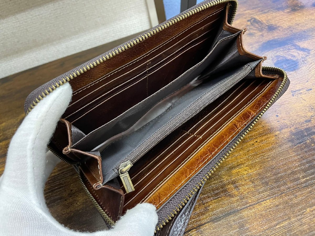 ヤフオク! - 1円 新品 錦鯉 イタリアン 本革 長財布 牛革型押し ウ...