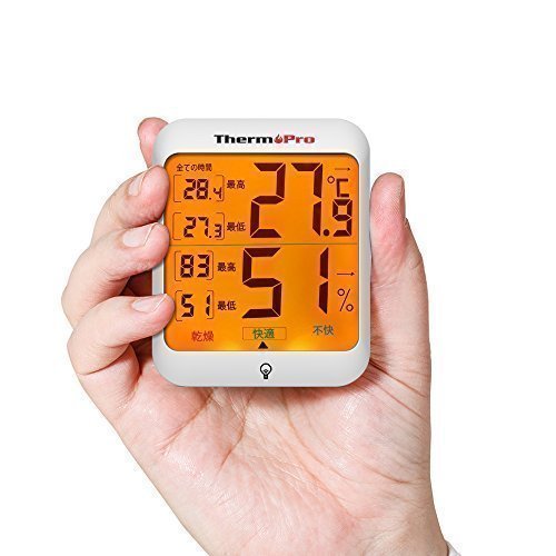 送料無料★ThermoPro 湿度計 デジタル温湿度計 室内温度計 最高最低温湿度値表示 バックライト機能付き TP53_画像8