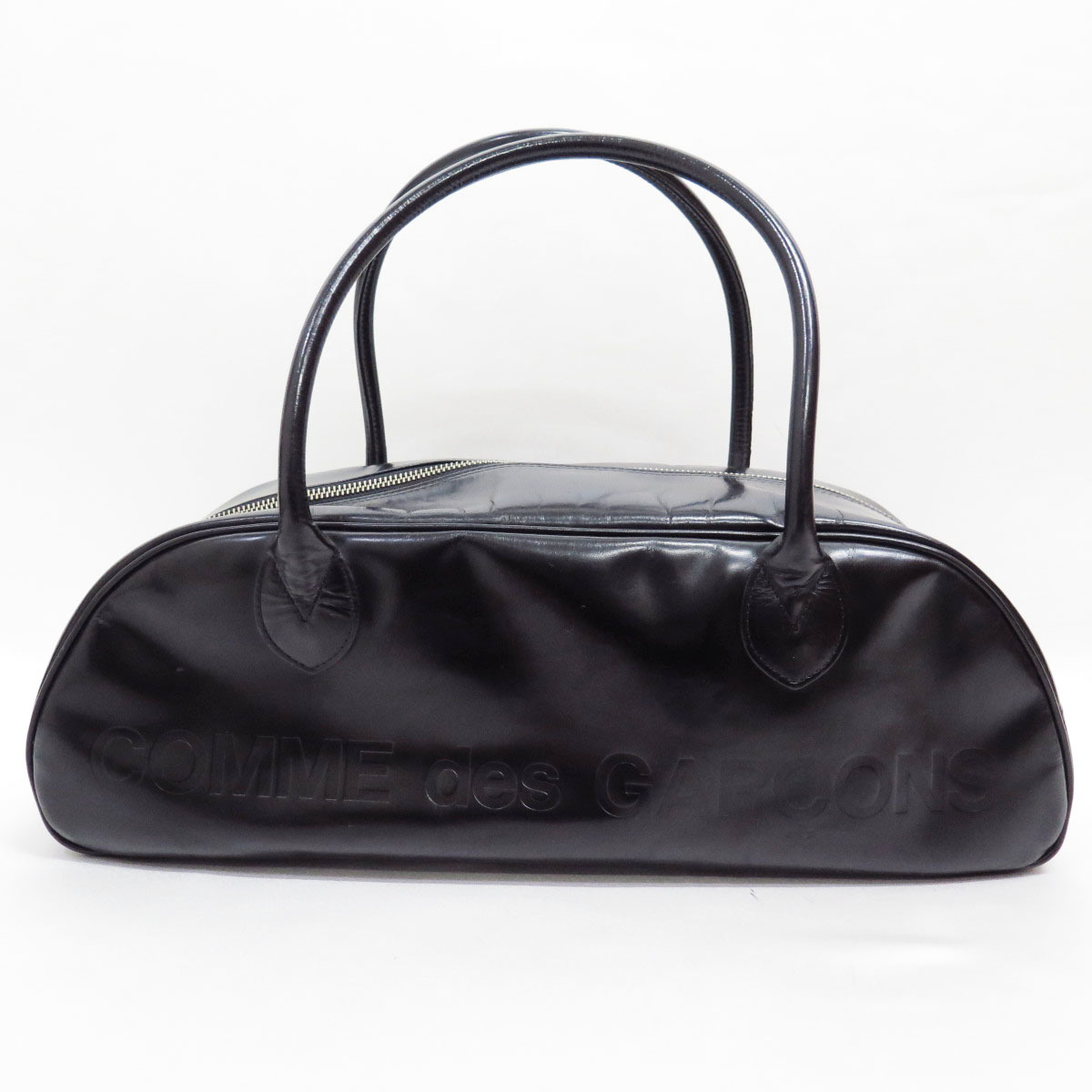 COMME des GARCONS EMBOSS LOGO LEATEHR DUFFLE BAG コムデギャルソン エンボス ロゴ ガラス レザー  ボストン バッグ