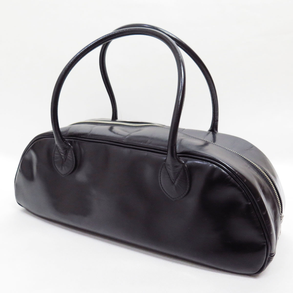 COMME des GARCONS EMBOSS LOGO LEATEHR DUFFLE BAG コムデギャルソン エンボス ロゴ ガラス レザー ボストン バッグ_画像3