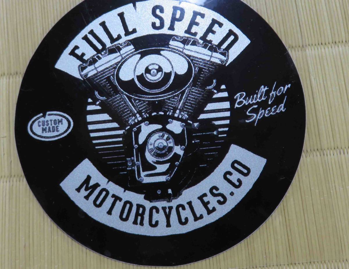 ST　黒usバイク　エンジン　円型◎新品◇full speed　motorcycles　bikeアメリカ VINTAGE RETRO　ステッカー　シール　激渋■防水バイク_画像7