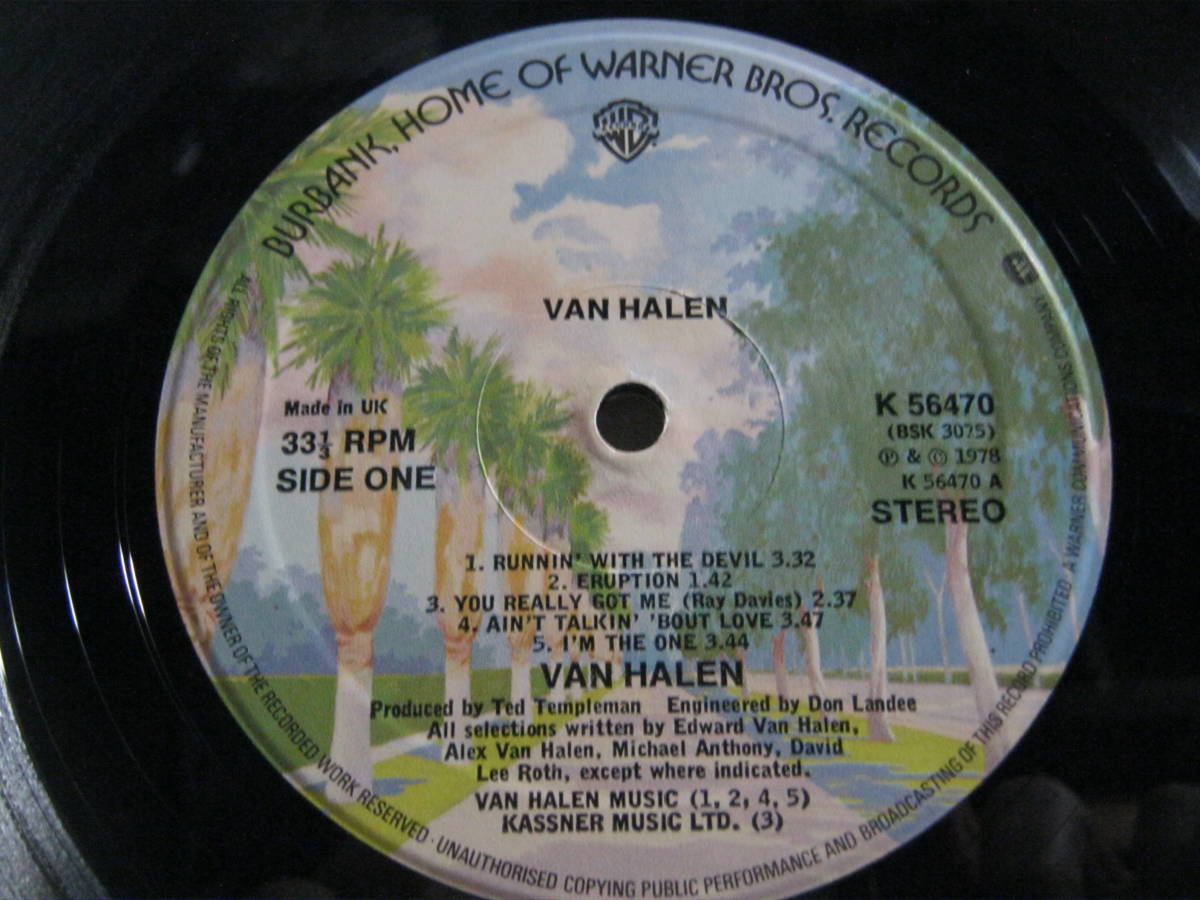 VAN HALEN ヴァン・ヘイレン / VAN HALEN U.K.Original LP バーバンクレーベル DAVID LEE ROSS EDWARD ALEX TED TEMPLEMAN _画像3