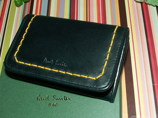 *901*N new goods regular goods Paul Smith popular hand stitch card-case navy 