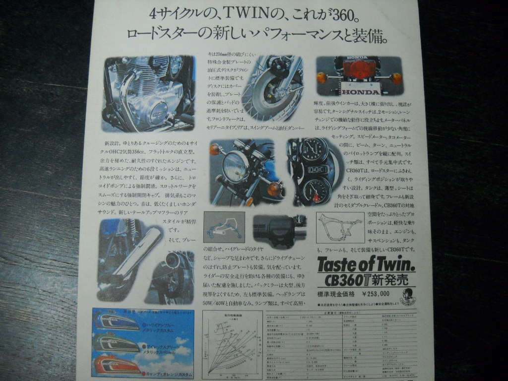 * rare article 1973 year ( Showa era 48 year ) that time thing Honda Dream Taste of Twin CB360T new product regular exclusive use catalog ( inspection CB250T)*