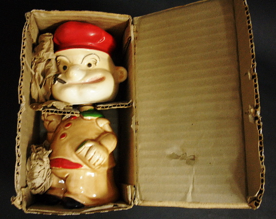 【昭和30年代ポパイ首振り人形】陶器製ポパイ貯金箱／未使用箱付_画像4