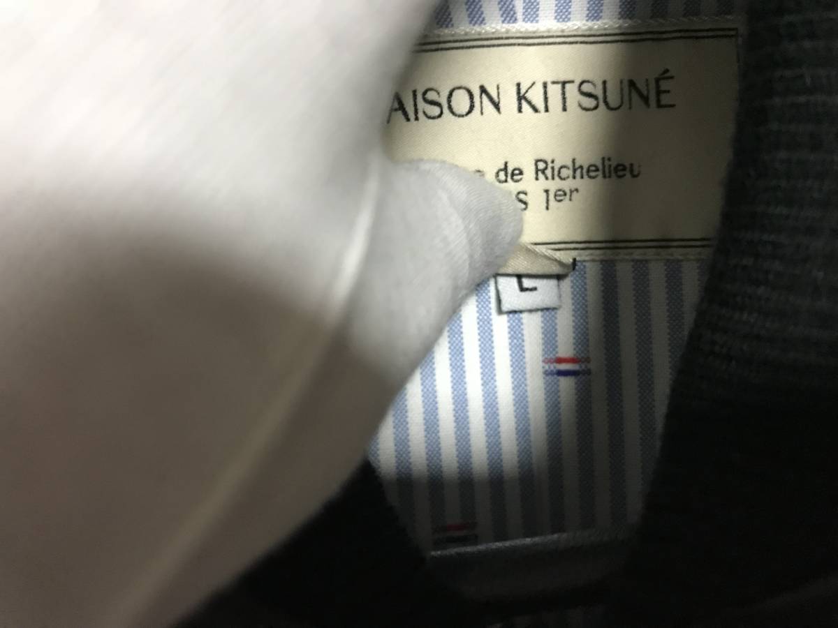 定価50万 Maison Kitsune メゾンキツネ レザー ジャケット L Leather Jacket 革 レザージャケット革ジャンブルゾン_画像5