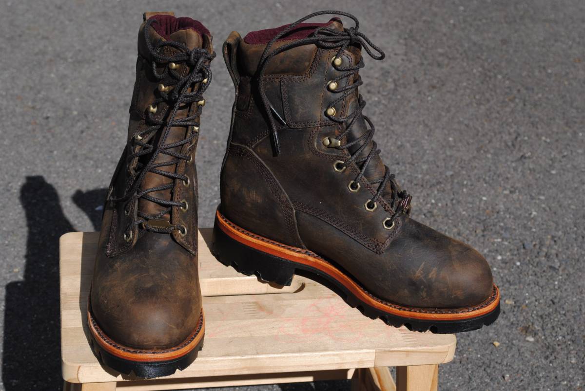  new goods Chippewa cord race up Work boots Vibram bottom dense brown oil cow leather steel tou6D