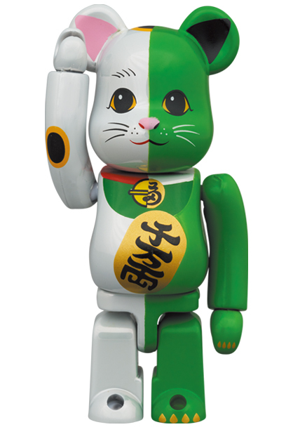 送料無料 新品 BE@RBRICK ベアブリック MEDICOM TOY スカイツリー BE@RBRICK 招き猫 白×緑 100％ & 400％ メディコム・トイ_画像2