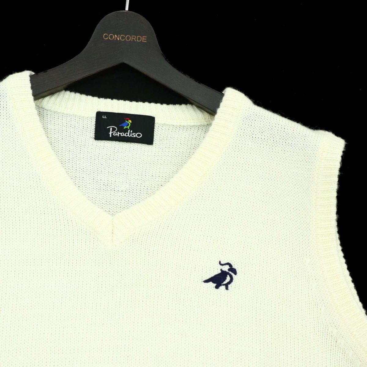 美品 Paradiso パラディーゾ 秋冬 ウール混 ロゴ刺繍 ニット ベスト Sz