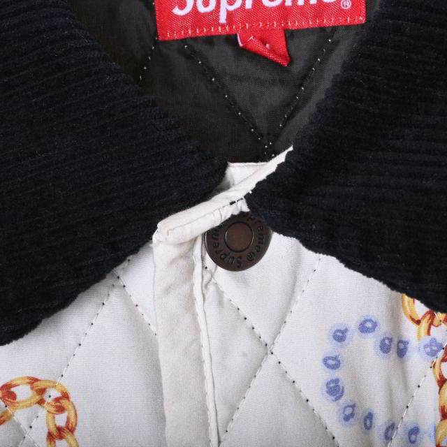 Supreme チェーンプリント キルティング ジャケット M ホワイト シュプリーム KL4CHLS287_画像4