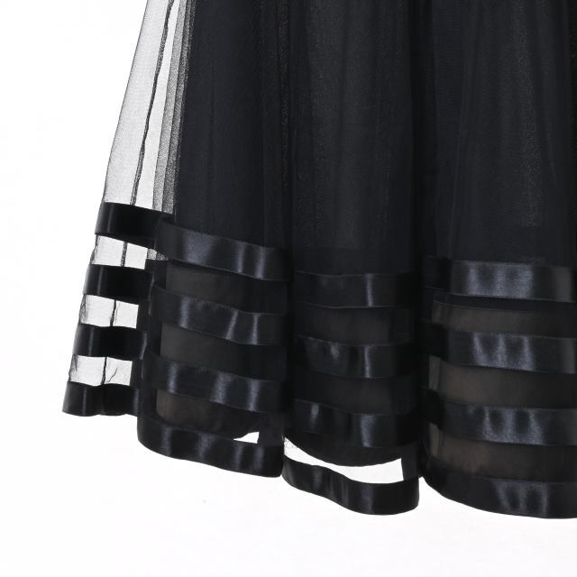  beautiful goods ARMANI COLLEZIONI race chu-ru skirt 40 black Armani ko let's .-niKL4CSAP273