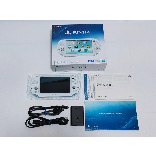 美品】 PlayStation Vita Wi-Fiモデル ライトブルー/ホワイト PCH-2000