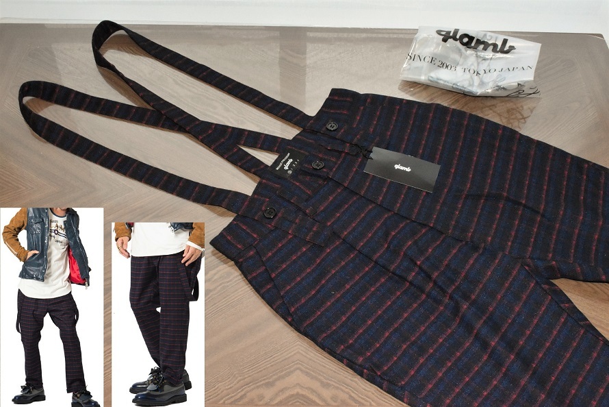 glamb グラム Sinmel suspenders pants シンメル サスペンダー チェック パンツ サイズ０ 未着用_左下同モデル着用時参考画像