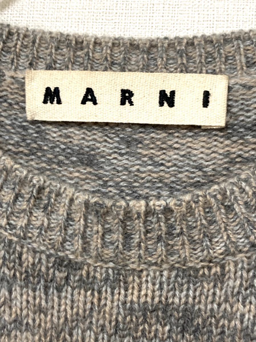 マルニ marni カシミヤ100% 切り替え ニット セーター メンズ 46 ホワイト ブラック グレー レッド バイカラー トップス