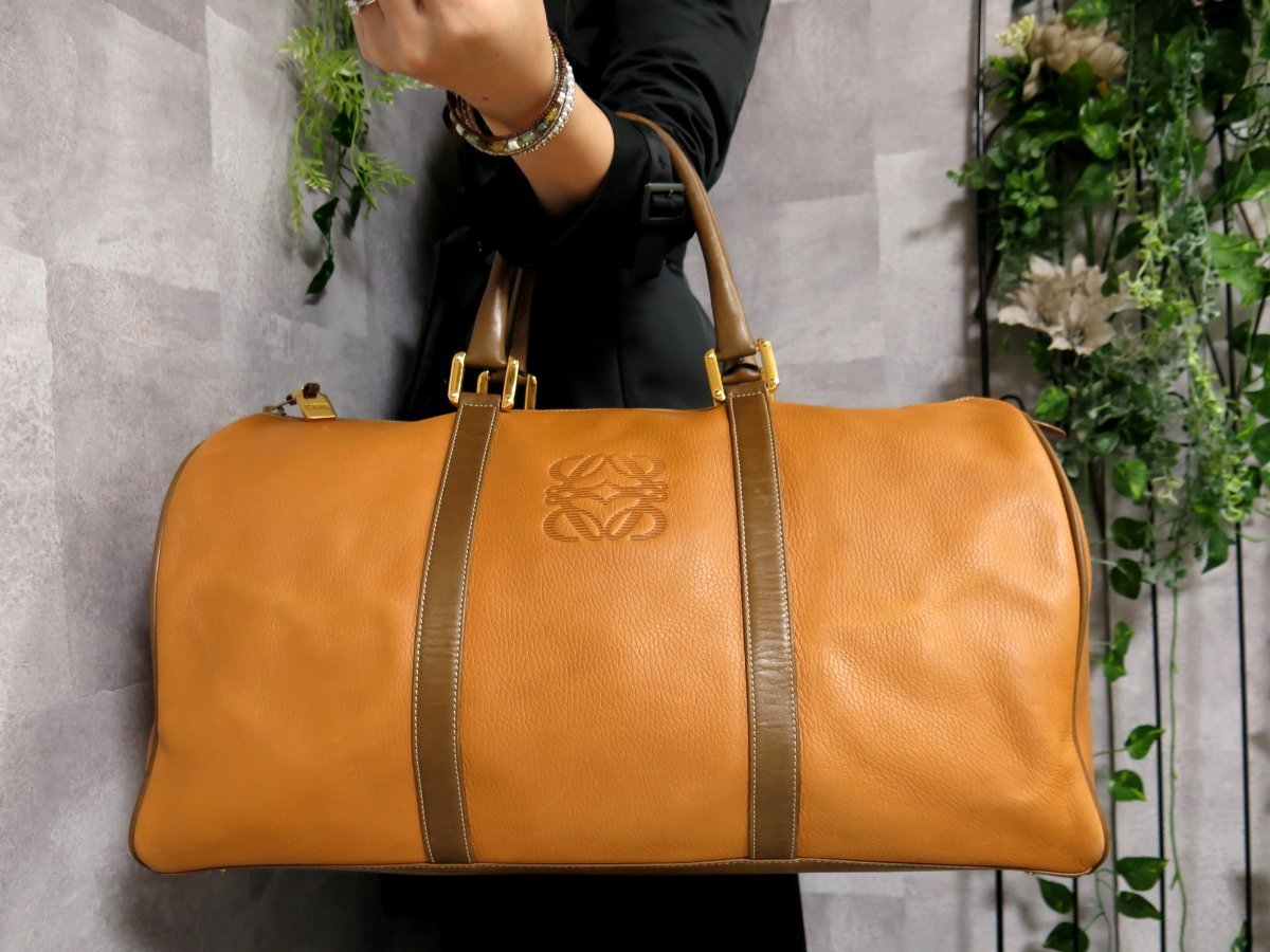 推奨 LOEWE アナグラム レザー ボストンバッグ 本革 ecousarecycling.com